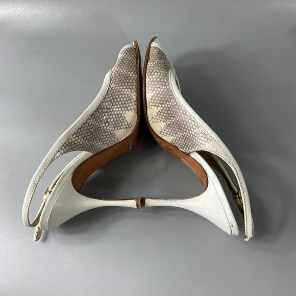 Dolce & Gabbana Women's High Heel Embossed Slingback Peep Toe Sandals, 37.5 - Picture 9 of 12